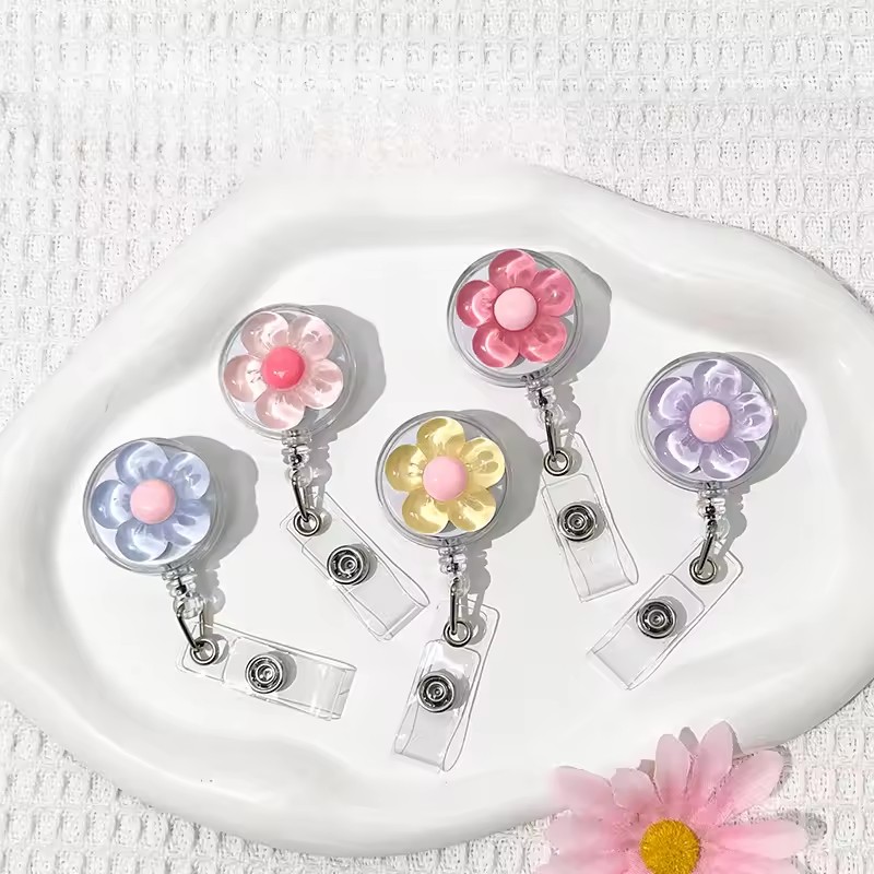 Xray Tech Accessories - 1pcs Cute Transparent Floral Badge Reel