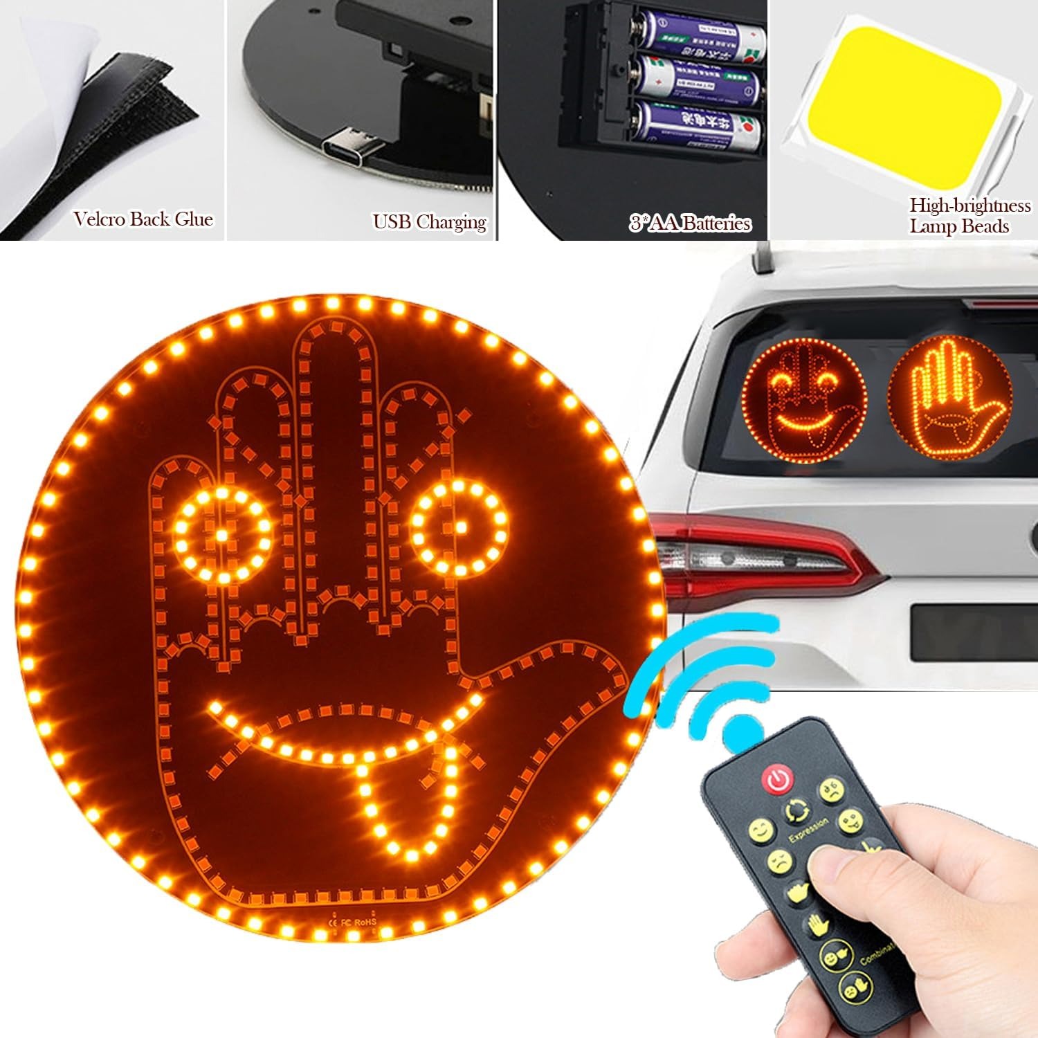 Tech Accessories For Car - Finger Car Light with Remote 4