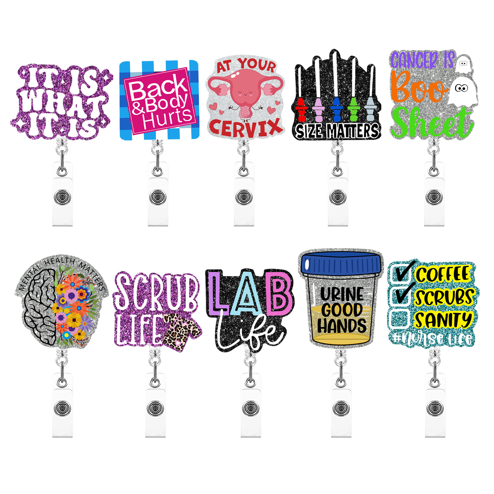 Xray Tech Accessories - New Glitter Acrylic Nurse Badge Reel