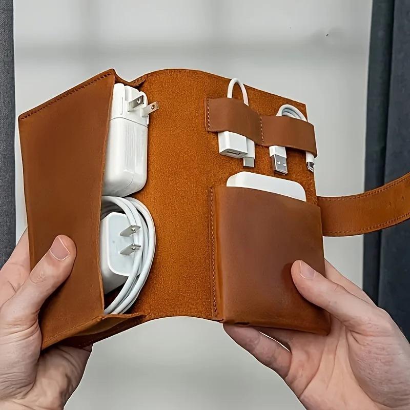 1PC PU Leather Multi-Compartme - Tech Accessories Storage avaliação e preço