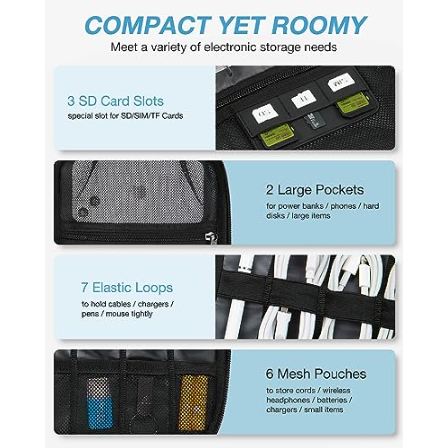 Large Electronics Travel Organ - Tech Accessories Storage avaliação e preço