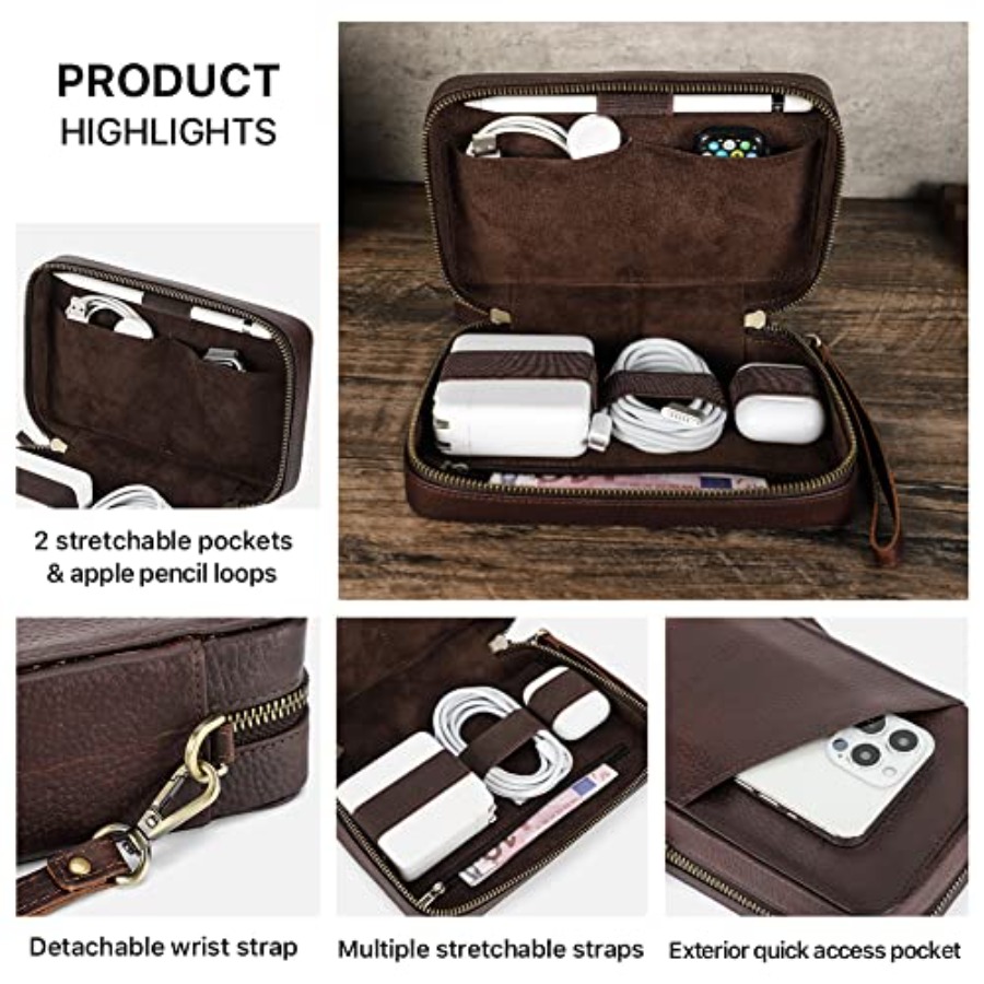 Full Grain Leather Electronic  - Tech Accessories Storage avaliação e preço