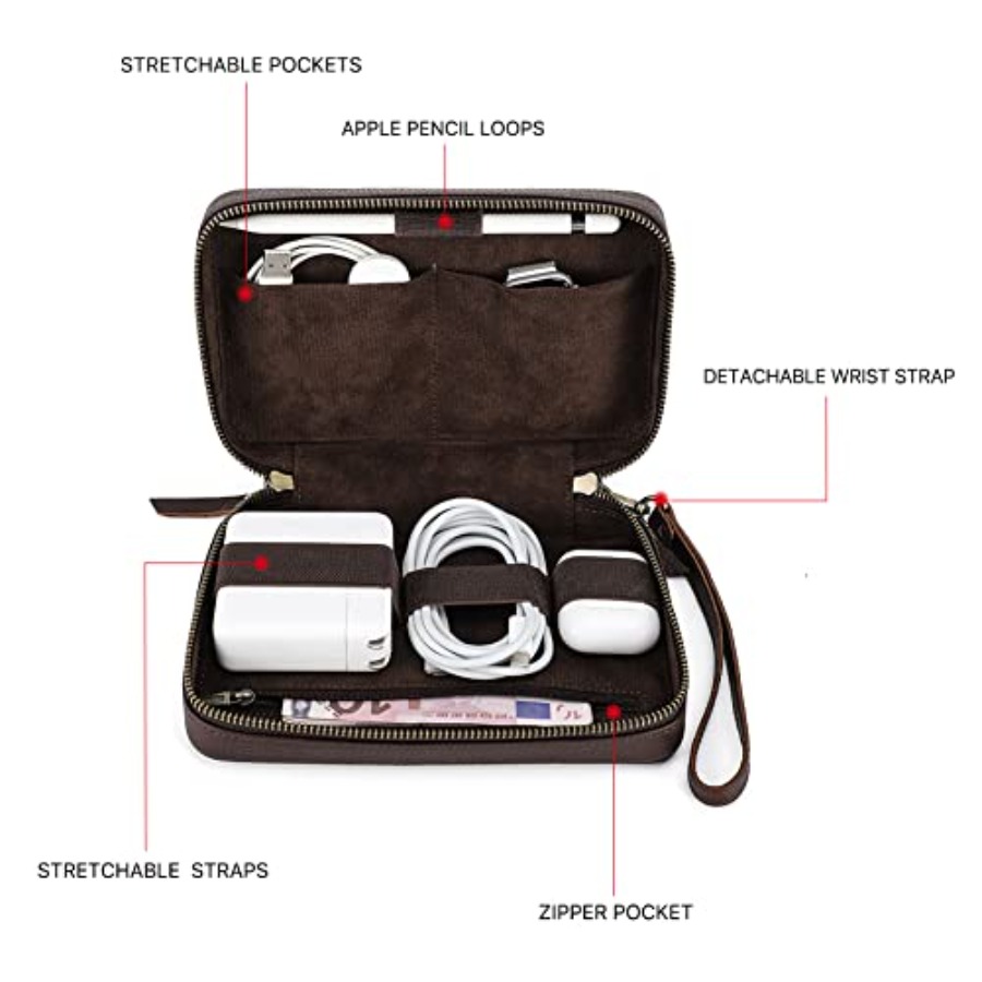 Full Grain Leather Electronic  - Tech Accessories Storage avaliação e preço