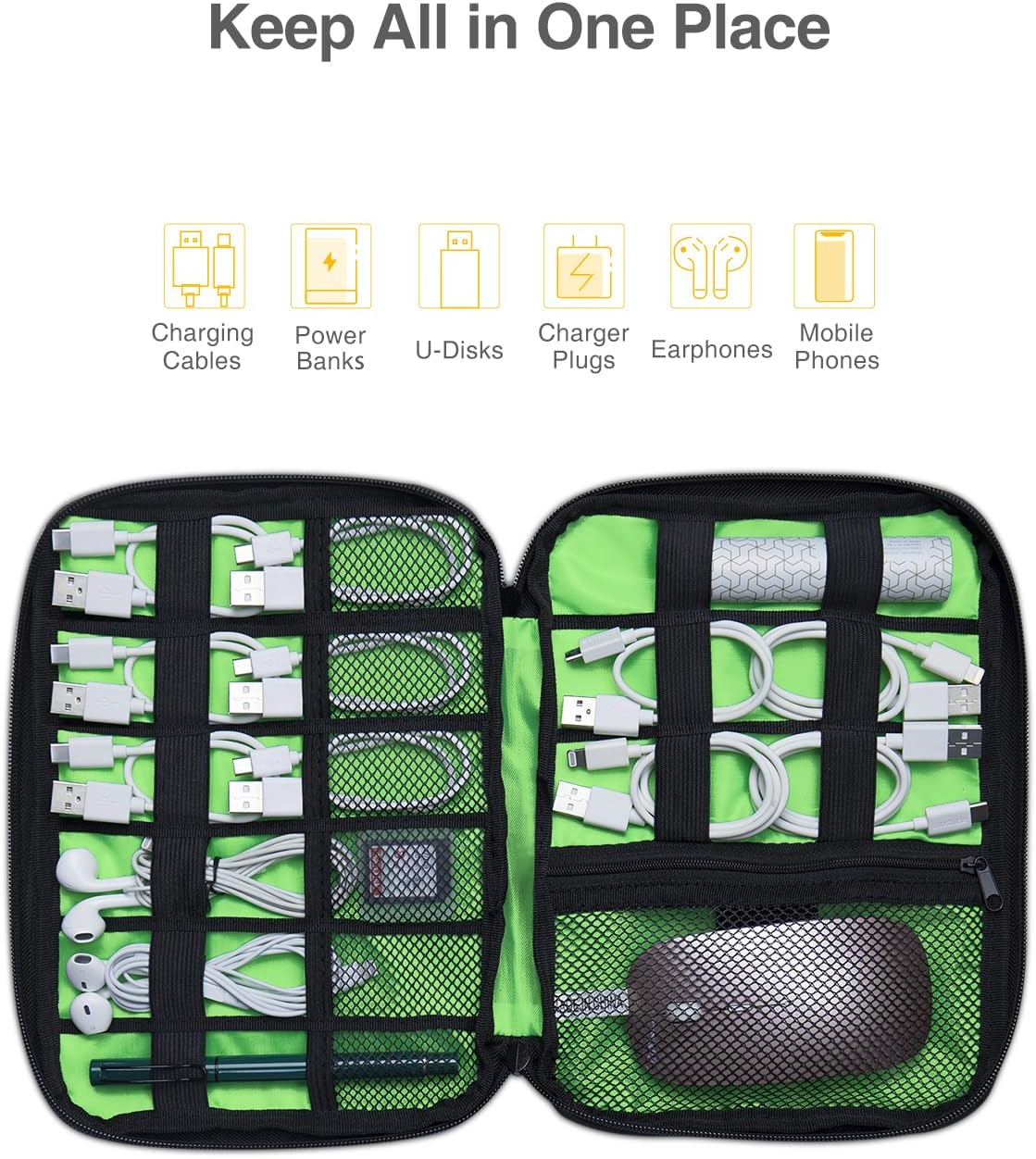 Travel Cable Organizer Bag, Fl - Tech Accessories Storage avaliação e preço