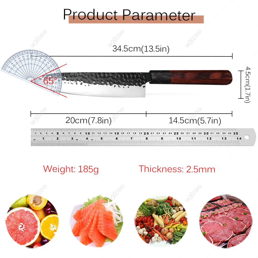 WXCOO Red Wood Handle  7.8 Inc - High Tech Kitchen Accessories avaliação e preço